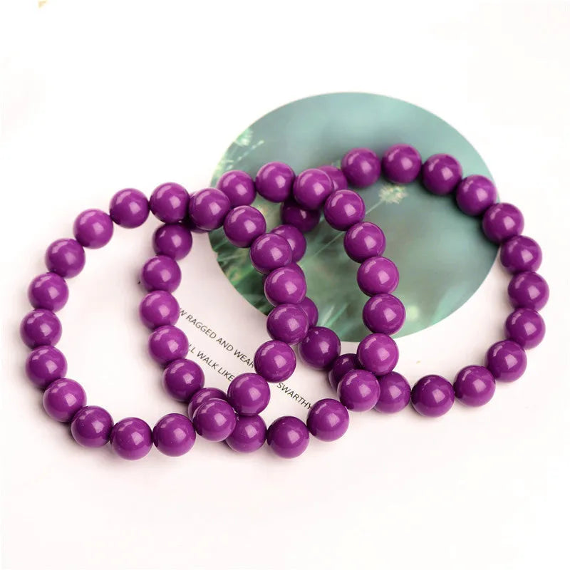 Jiuya purple crystal bracelet with polished 5A grade beads in single circle design
