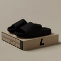 Women's thick-sole beach slippers in beige colour showing EVA injection-moulded construction