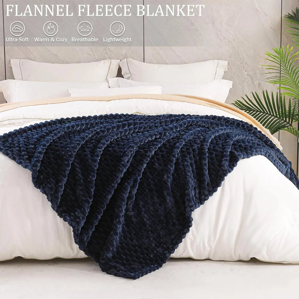 Children's plaid velvet blanket in camel colour, showing soft texture and size scale for cosy use.