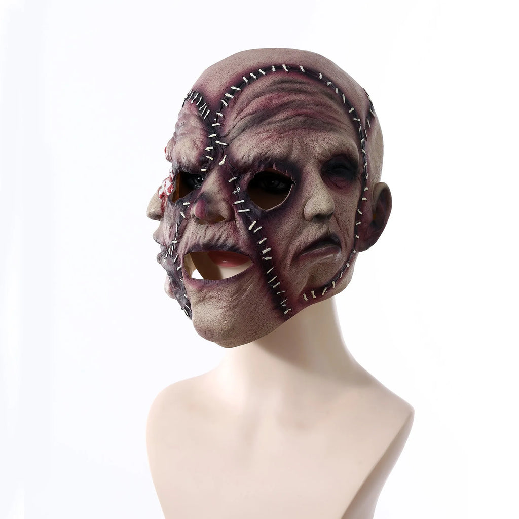 Three-sided grimace horror mask made from natural latex for Halloween costumes
