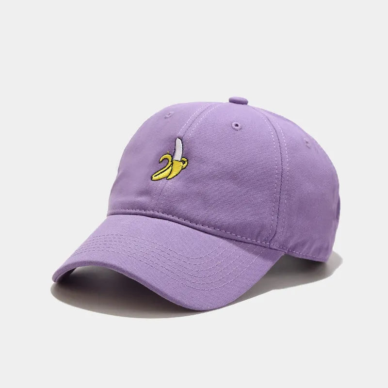 Adjustable baseball cap with banana embroidery in various colours