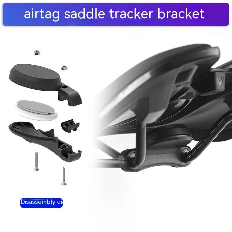 Matte black ABS bicycle tracker bracket with anti-theft bolts for seat post mounting