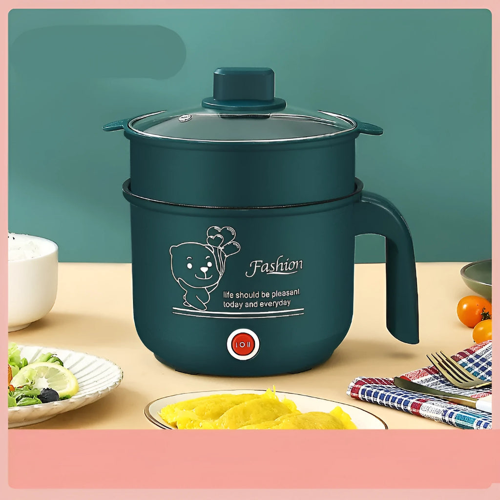 Emerald green multifunctional electric cooker with stainless steel liner, 220V 300W-600W, for hot pot and rice cooking