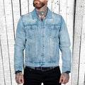 Men's solid colour polyester casual coat in black, light blue or dark blue, sizes M to 5XL