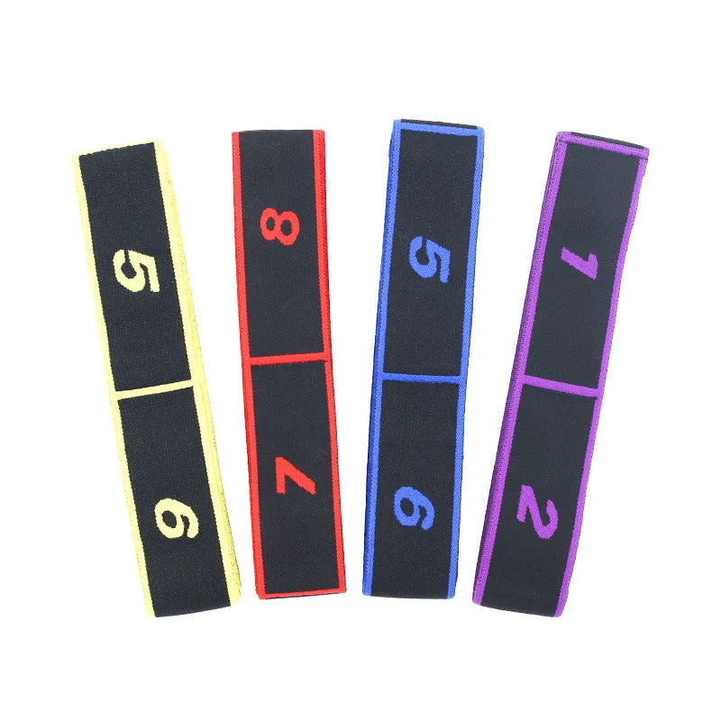 Yoga multi-section stretch strap in polyester cotton latex yarn with eight stretch sections