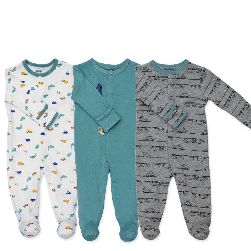 Baby cotton three-piece suit with long sleeves, Harajuku style, available in 14 colours and sizes 0-12 months