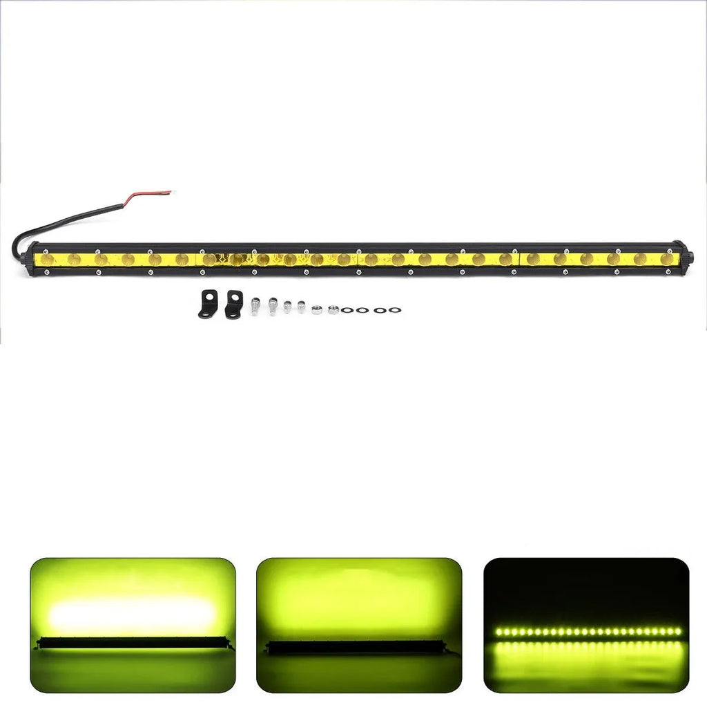 25-inch single row LED car light bar with aluminium alloy housing and mounting brackets