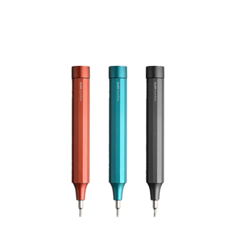 Black repair screwdriver set with 24-in-1 bits for mobile phone and computer disassembly, showing aluminium alloy body and magnetic storage.