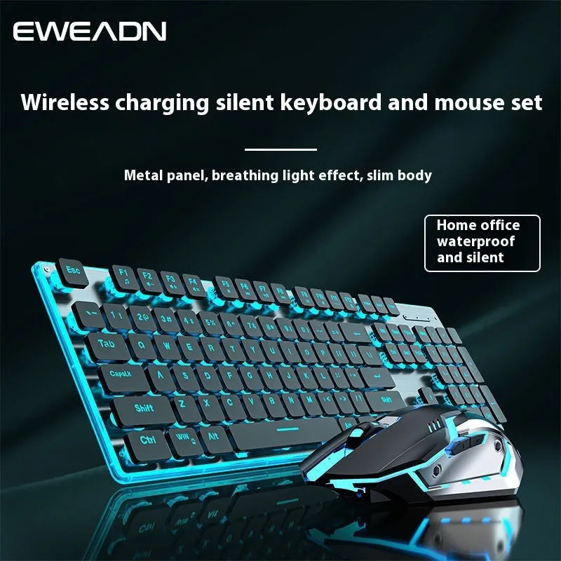 Wireless Bluetooth keyboard with mute button in Cherry Blossom Pink or Warm White, showing compact 440mm design and blue or warm lighting