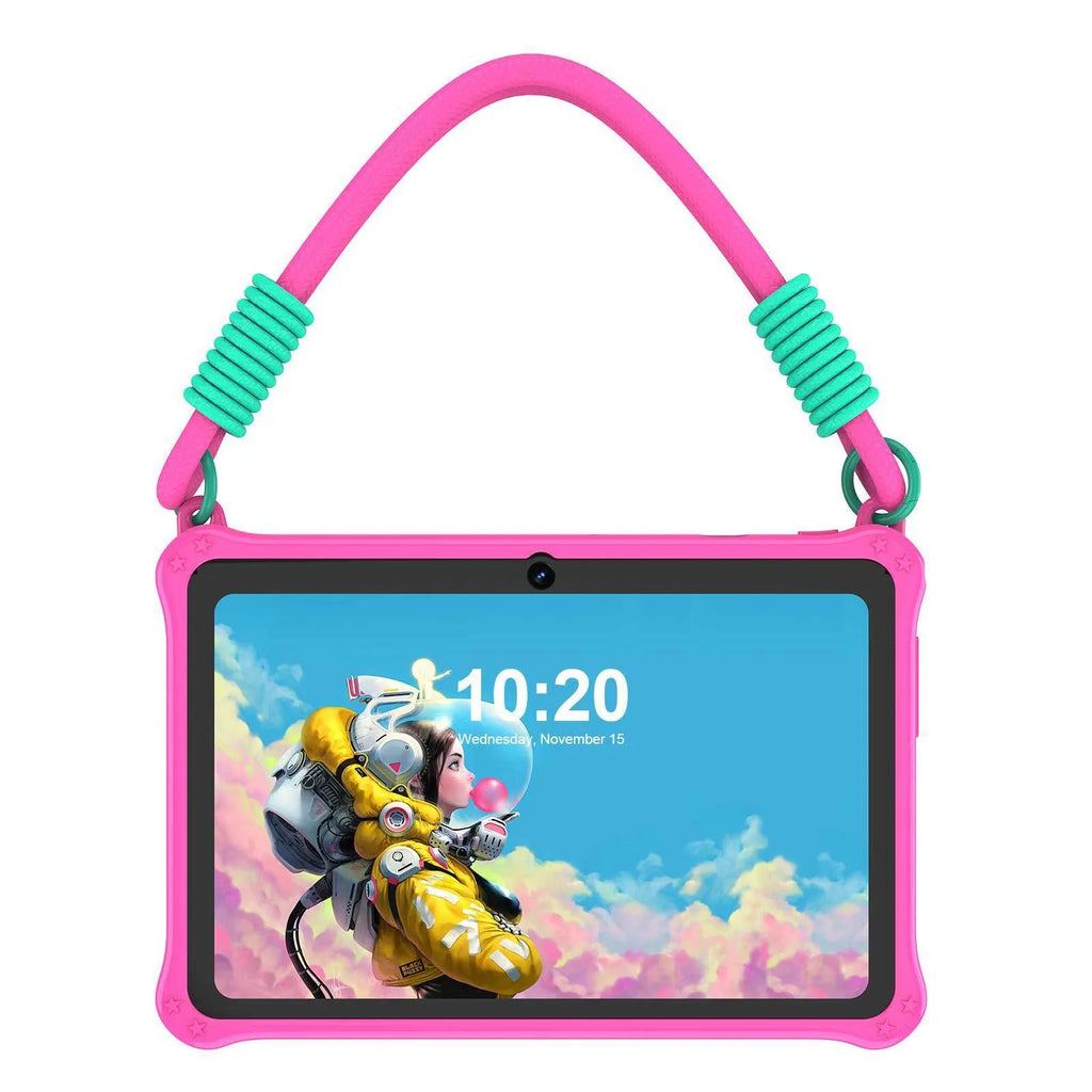 Sapphire blue silicone protective case for 7-inch children's tablet with flat strap and HD film