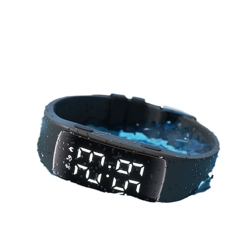Vibration alarm clock smart watch with waterproof design and adjustable silicone strap in various colours