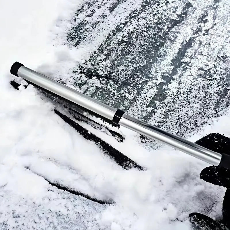 Extendable car snow shovel and windscreen wiper brush, 65 cm reach, aluminium alloy, ABS and nylon, black