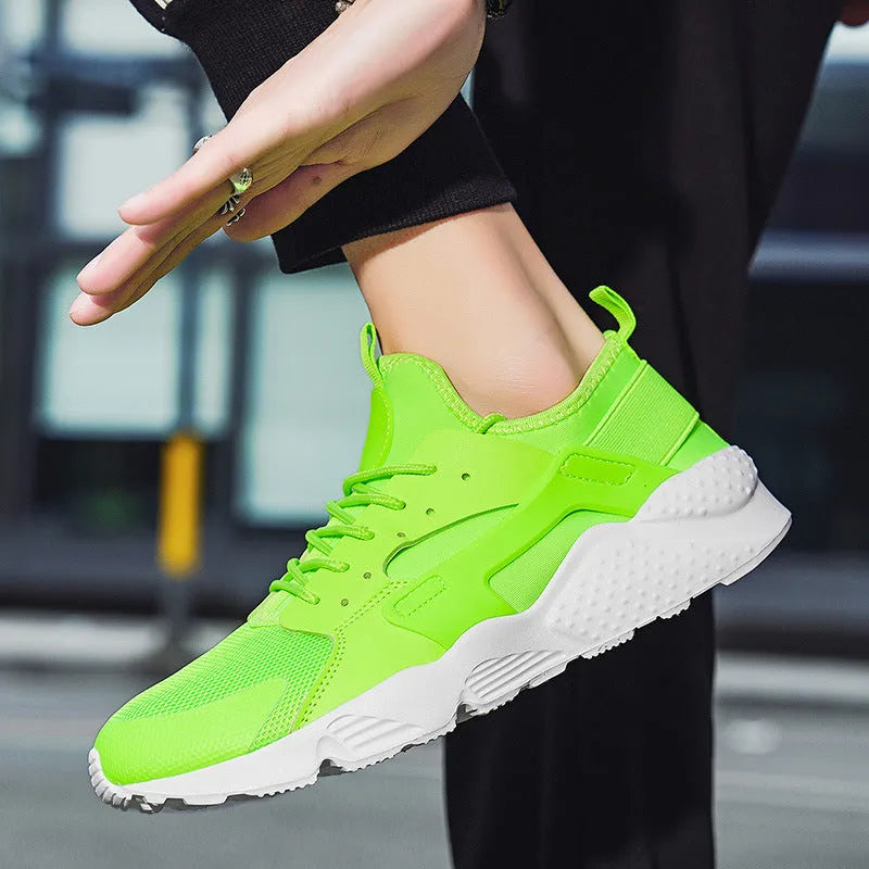 Men's green mesh casual shoes with cross shoulder straps and flat heel design