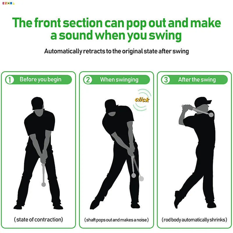Telescopic golf swing training simulator in stainless steel with adjustable length