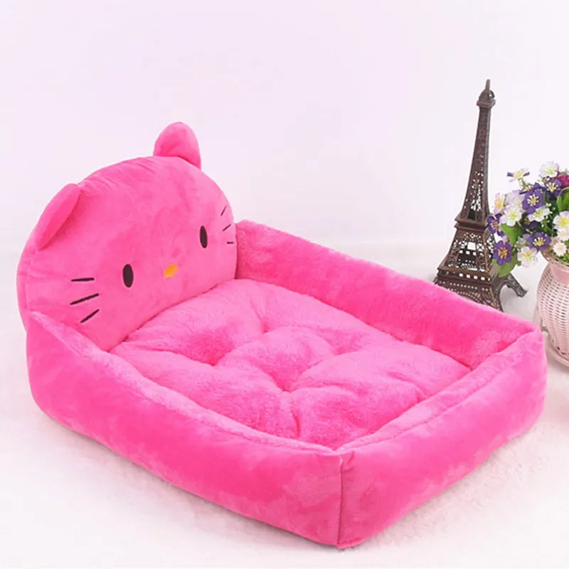 Washable cartoon pet bed with raised edge for small dogs and cats in navy blue colour