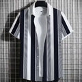 Men's linen short sleeve t-shirt with a simple striped 3D printed graphic on the front.