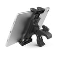 Black ABS bicycle handlebar mount for mobile phones and tablets showing adjustable clamp mechanism