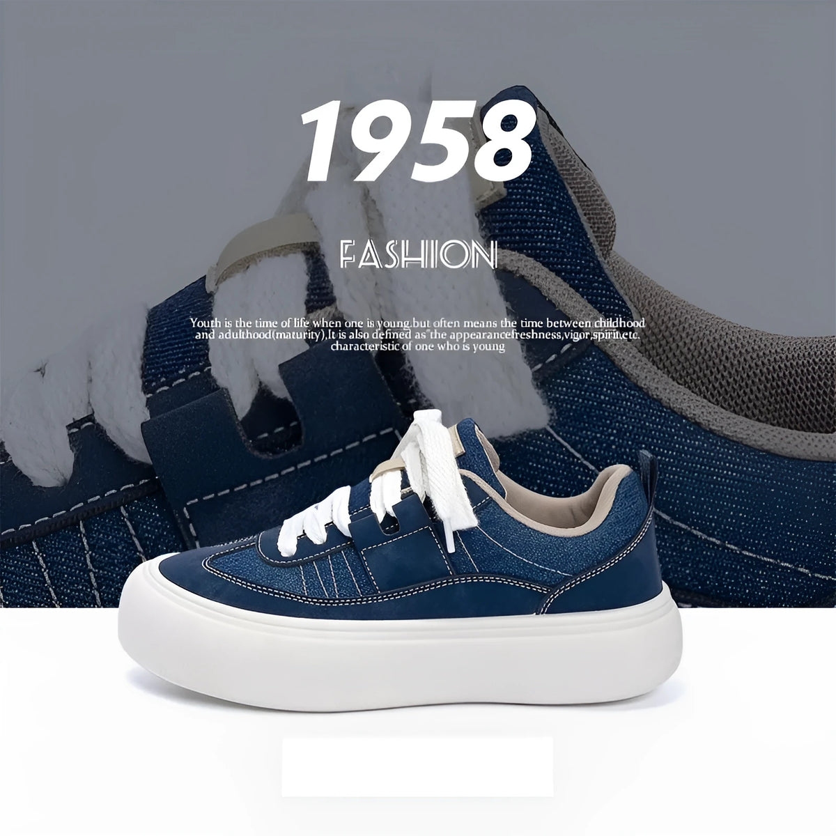Men's black platform canvas shoes with round toe and lace-up front, showing raised heel design.