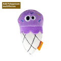 Six Polygonum Multiflorum wooden cat toys shaped like burrito, cone, cucumber, mushroom, pineapple, and pizza with catnip plush