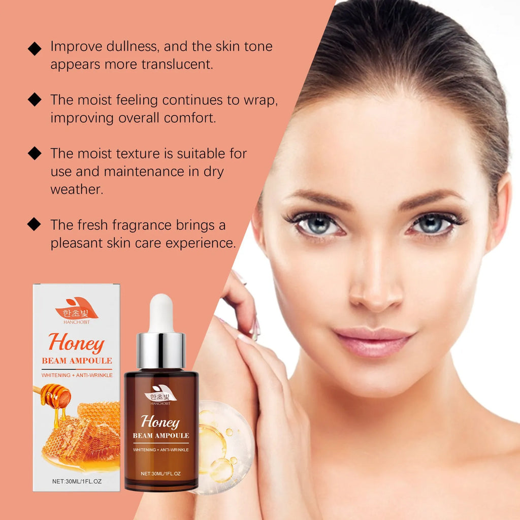 30ml bottle of moisturising skin colour facial liquid with glycerol honey and botanical extracts