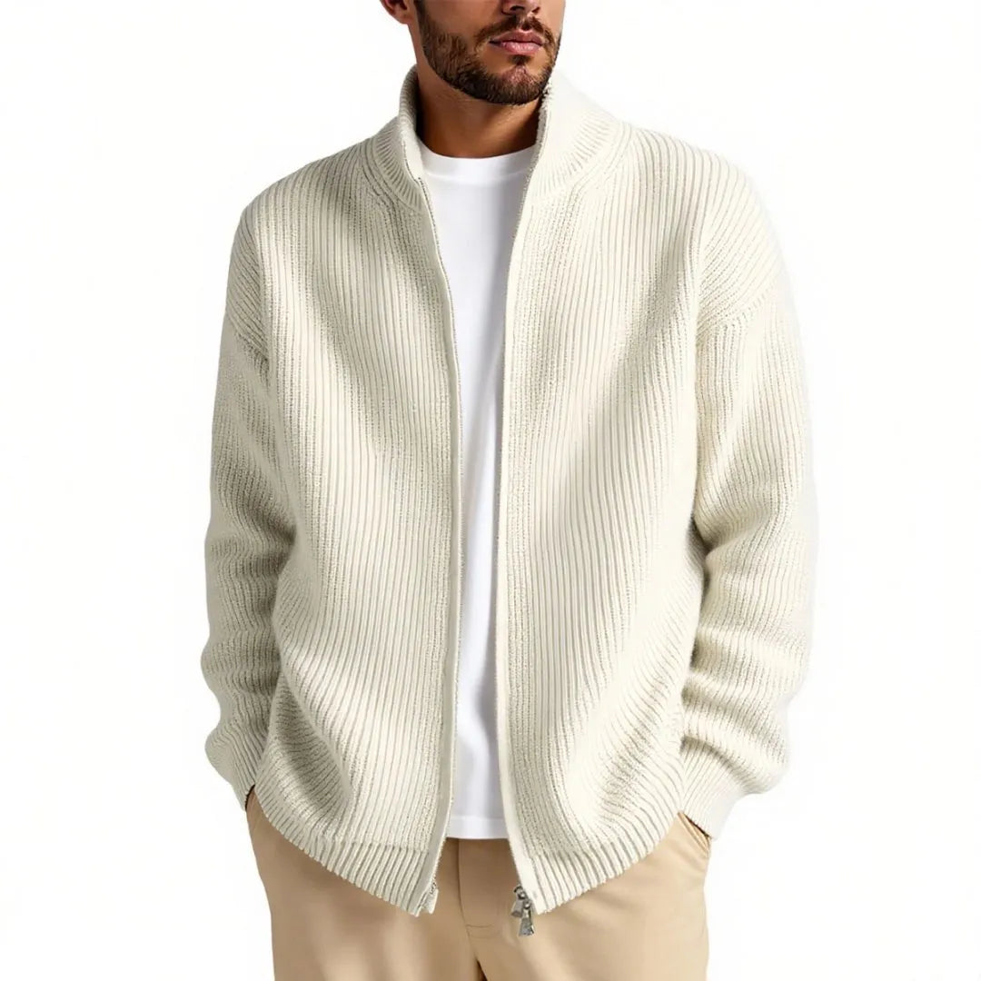 Men's loose fit cardigan sweater coat in acrylic blend, available in milky white, gray, black, gray green, navy blue colours