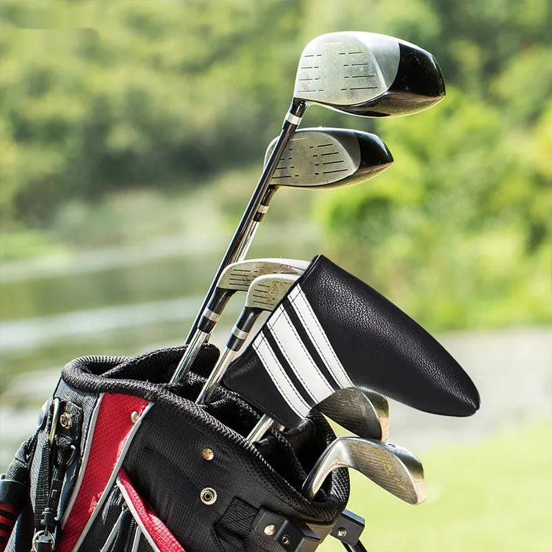 Black PU leather golf push rod case for club protection