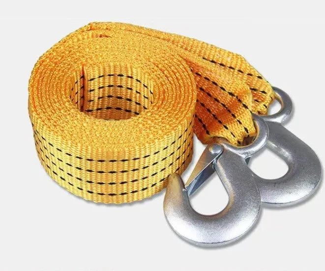CARLIFE yellow nylon trailer belt with hanging buckle and grappling hook for vehicle towing