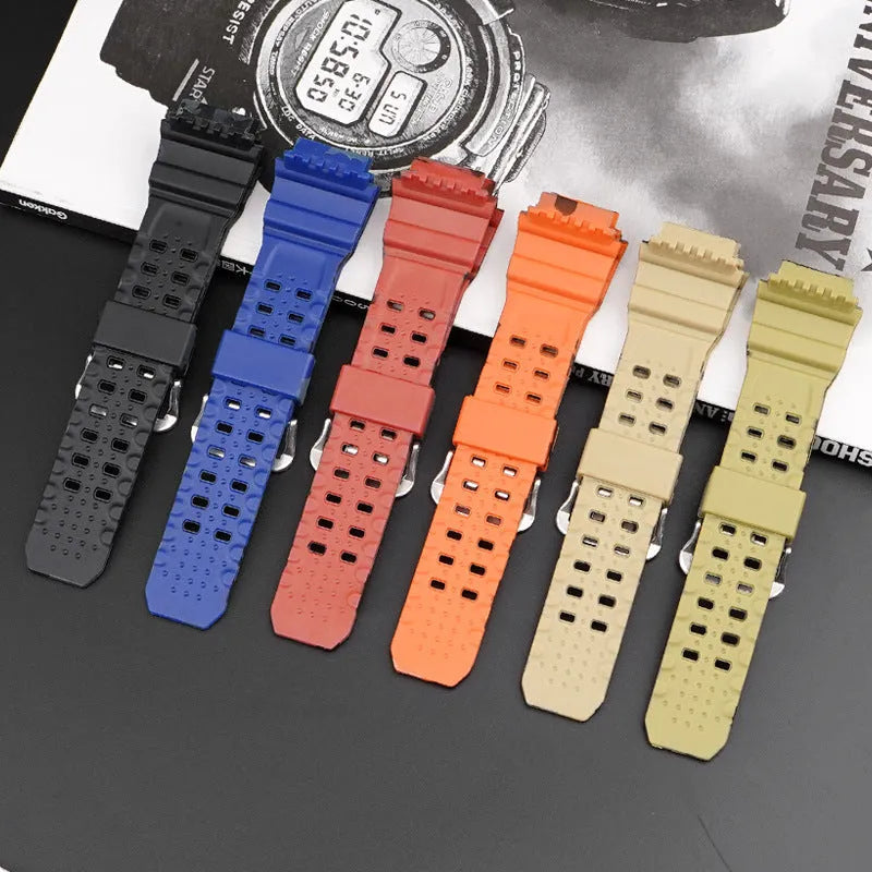 Camouflage pattern TPU watchband with silver buckle, 2mm thickness, 12+7cm length