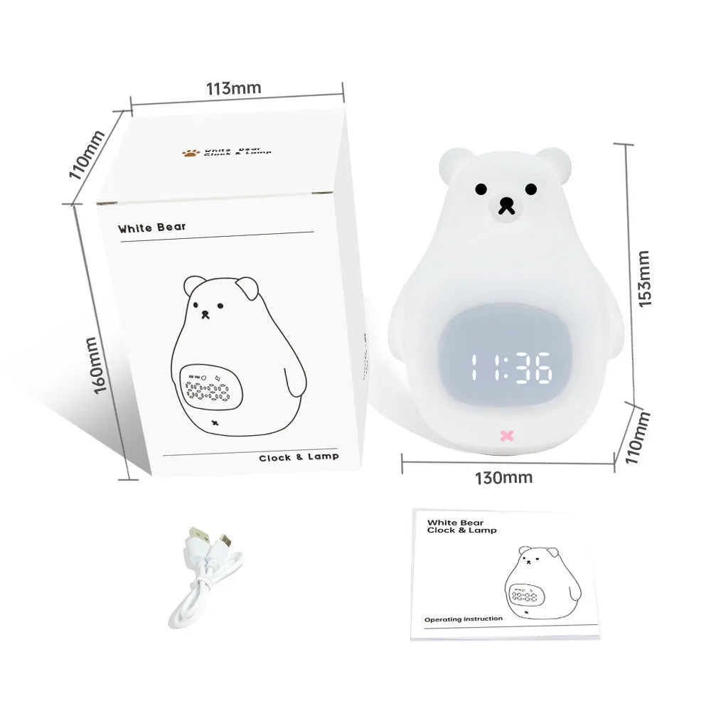 Big White Bear silicone night light with cartoon design and timer functions