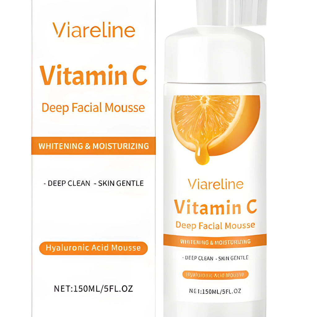 Bottle of Vitamin C Brightening Cleansing Mousse, 150 ml capacity.