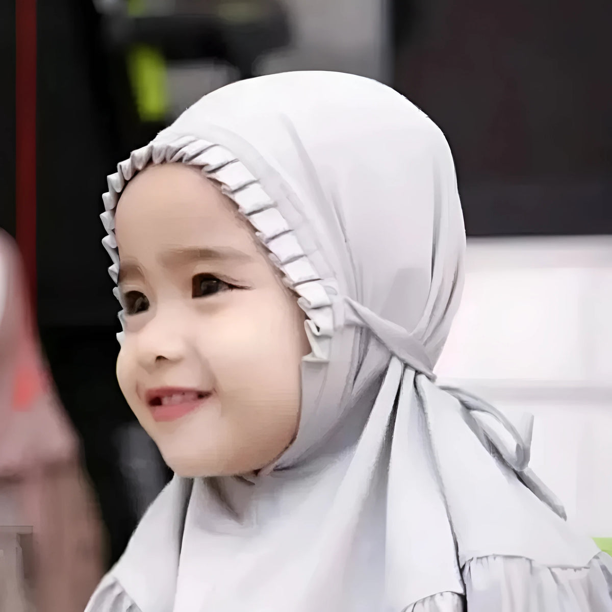 Girls' ice silk ruffled headscarf, monochrome, 55x50x67cm, shown in one of nine colours