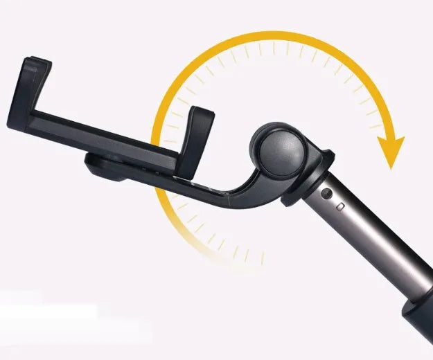 Bluetooth selfie stick tripod with aluminium alloy telescopic rod extended to 195.50mm holding mobile phone