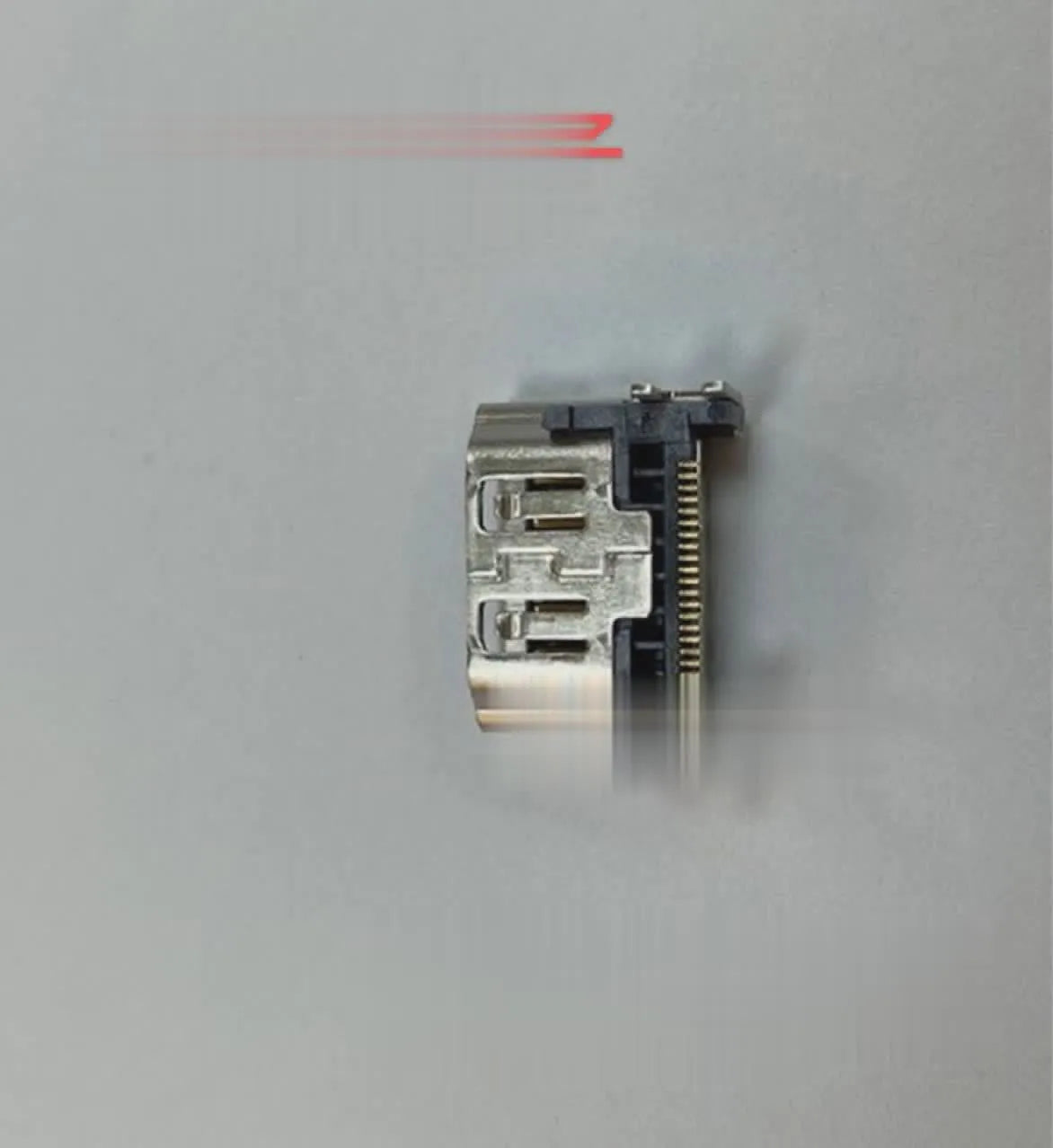 Silver HDMI interface host socket with 19-pin configuration for digital signal transmission