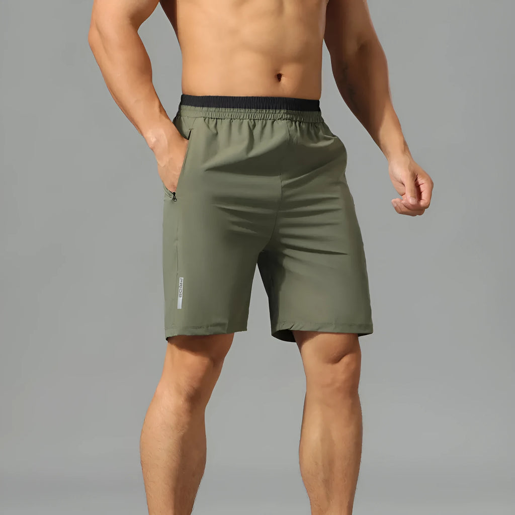 Men's loose fit ice silk quick-dry cropped pants in Army Green, Black and Gray colours for running workouts