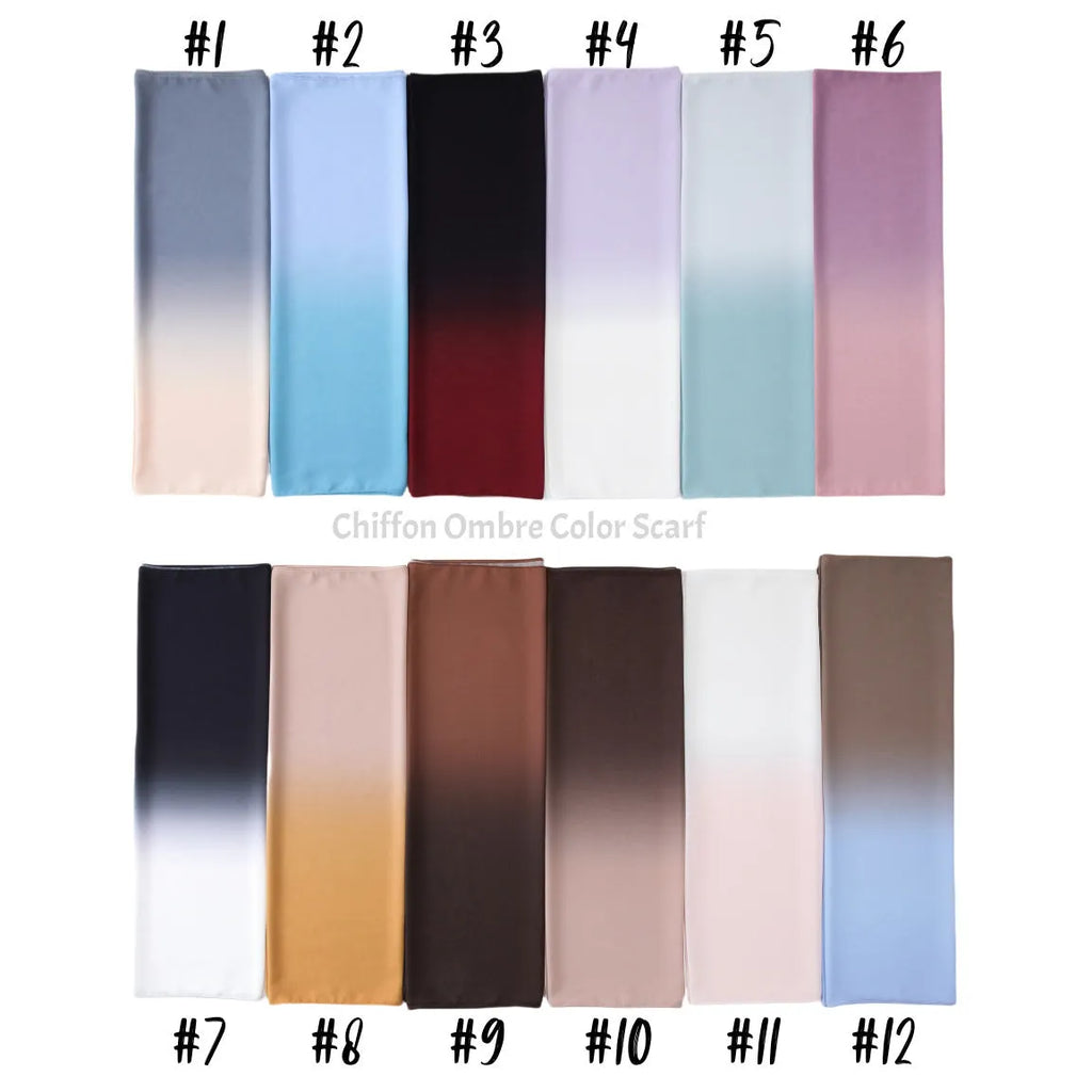 Extra-long chiffon summer scarf draped showing textured surface and multiple colour options