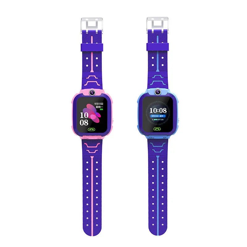 Blue children's waterproof smartwatch with colour touch screen on a silicone strap