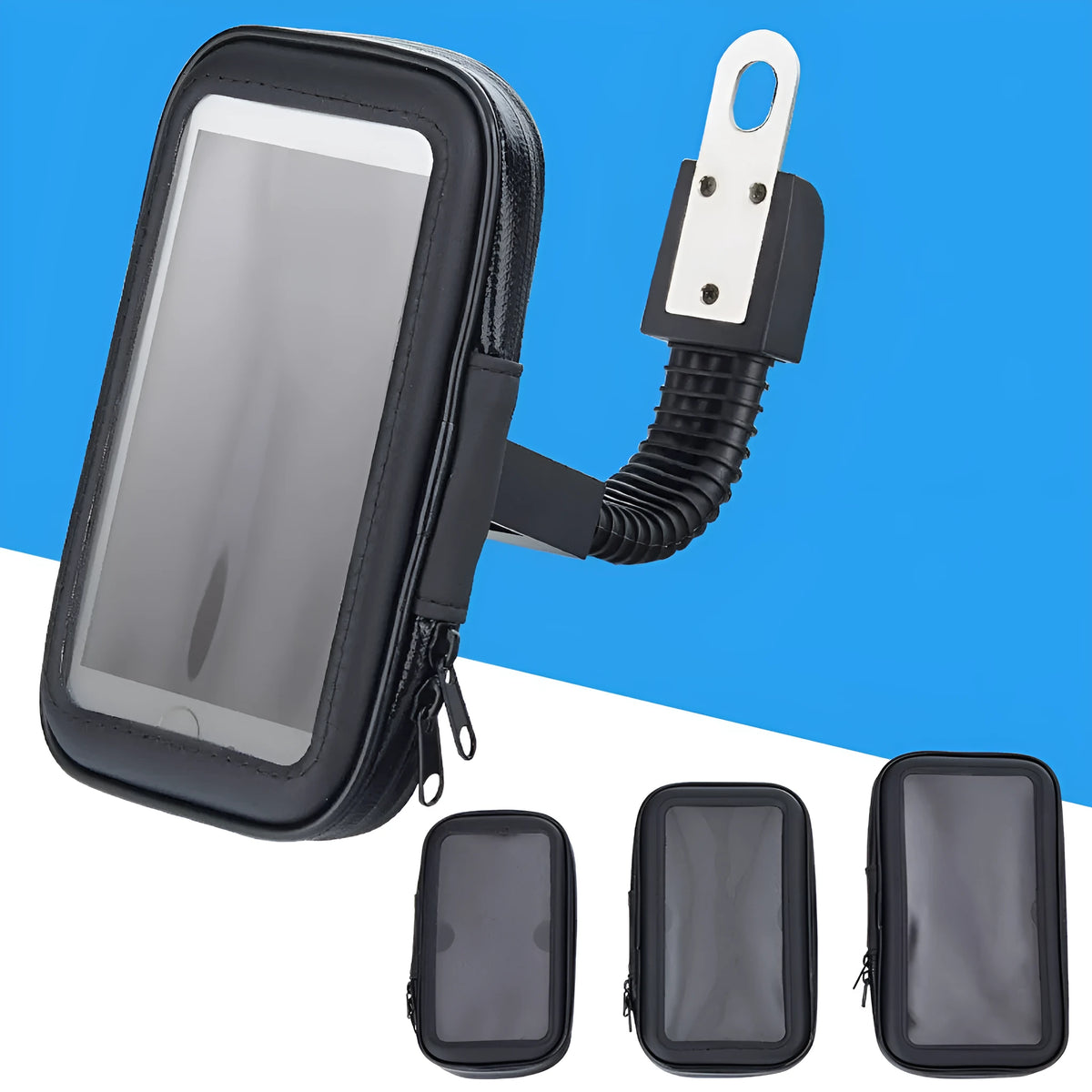 Plastic waterproof phone bag for motorcycle and bicycle in medium large and XL sizes