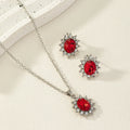 Sunflower theme zircon alloy necklace and earring set in six colour options