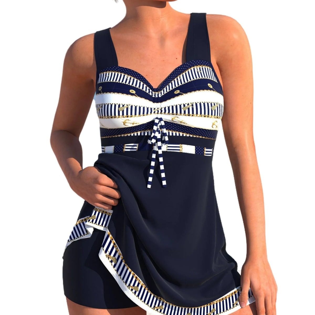 Plus size women's split skirt bikini swimsuit in quick-drying polyester fabric