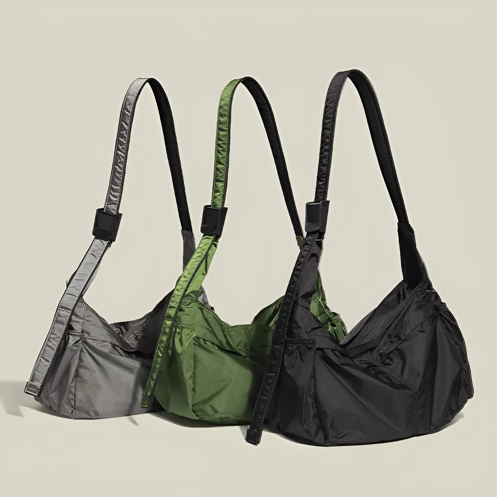 Nylon waterproof messenger bag in horizontal square design with shoulder strap