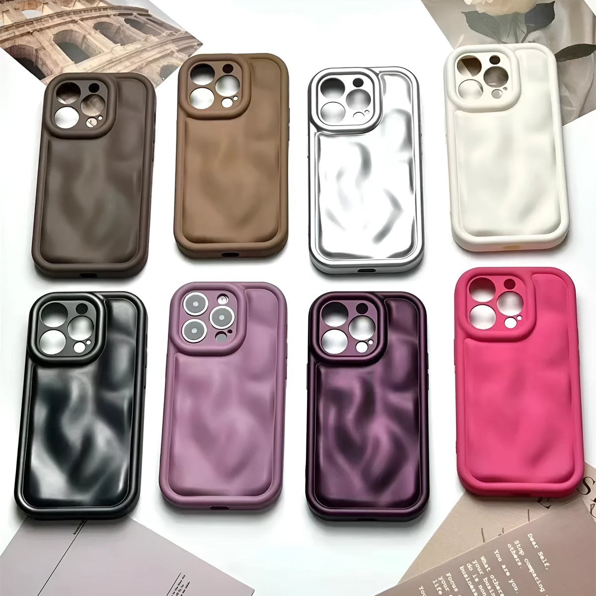Frosted meteorite pattern iPhone case in black, soft rubber, three-dimensional drop protection cover