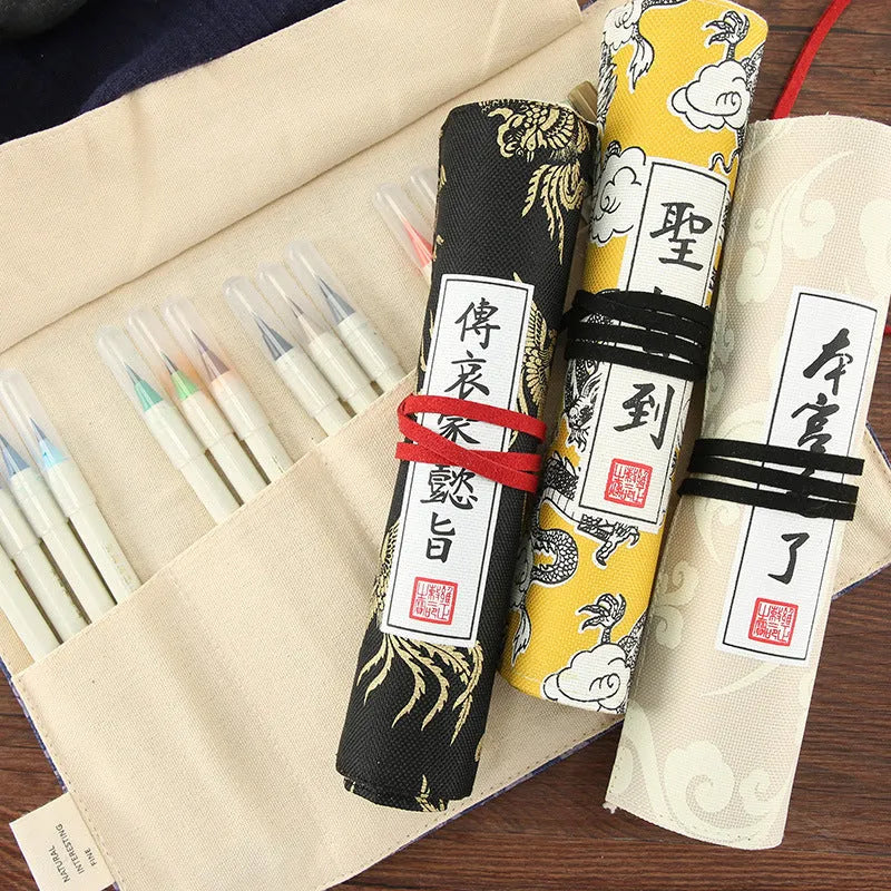 A court style fabric pencil case in Oxford cloth with a zip, shown in one of four available colours.