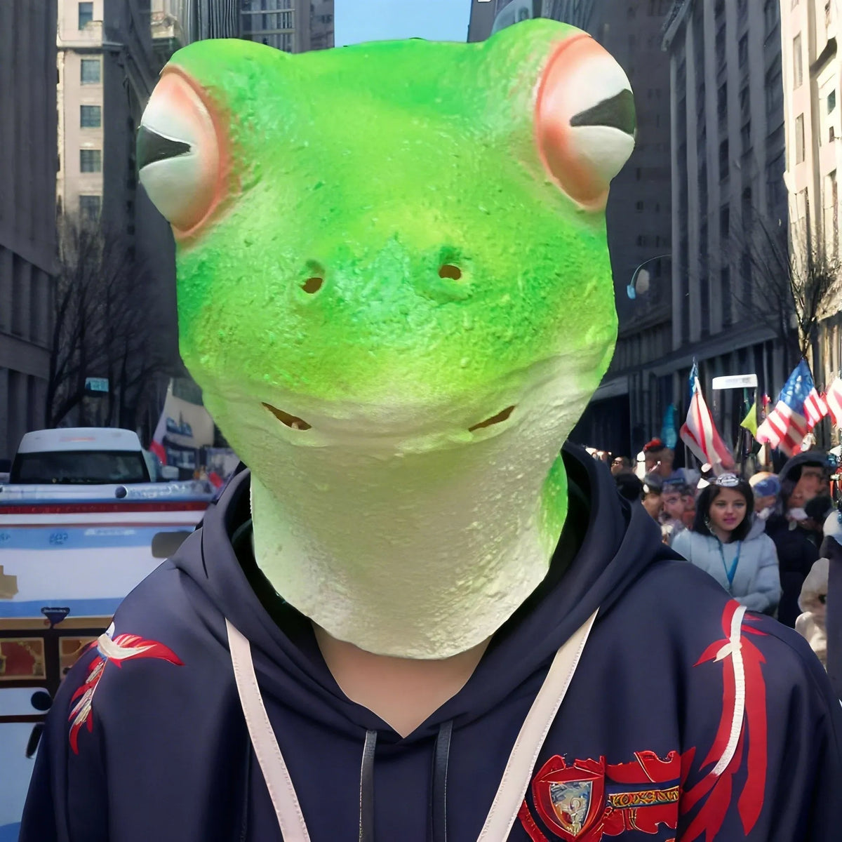 Red-eyed frog latex mask, Halloween animal headgear for DIY costume and party use