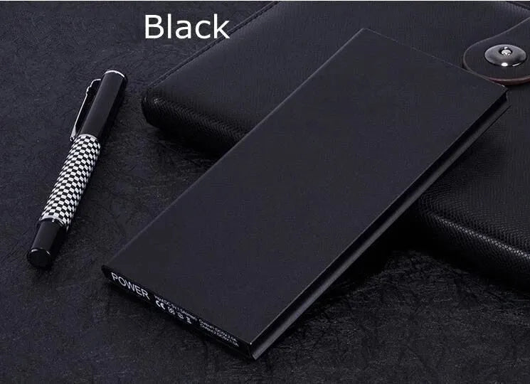 Aluminium alloy USB power bank with LED light, shown in one of five colours: gold, silver, blue, black, or rose red.