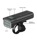 KX12DF black bicycle headlight with digital display on aluminium alloy barrel showing battery percentage