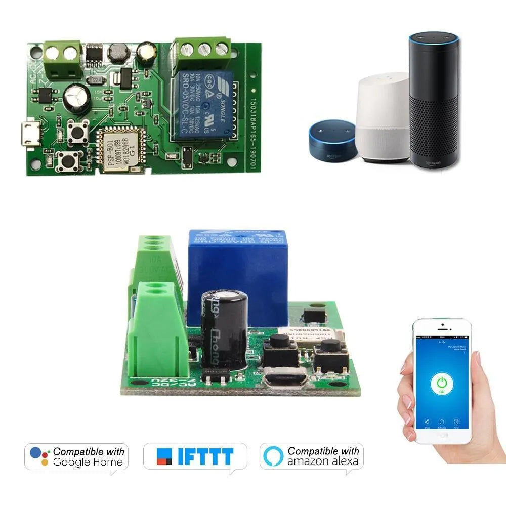 1 way relay module with self-locking interlock remote control showing USB port and compact design