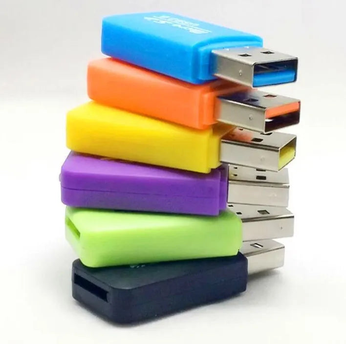 Mini USB TF card reader with 16 GB microSD card and SD adapter for computer file transfer