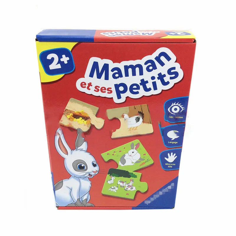 French educational puzzle toy with 12 matching pairs on paper plates for children over 2 years
