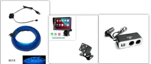 7-inch IPS car smart screen with Wireless CarPlay on windshield, showing navigation display and retractable bracket
