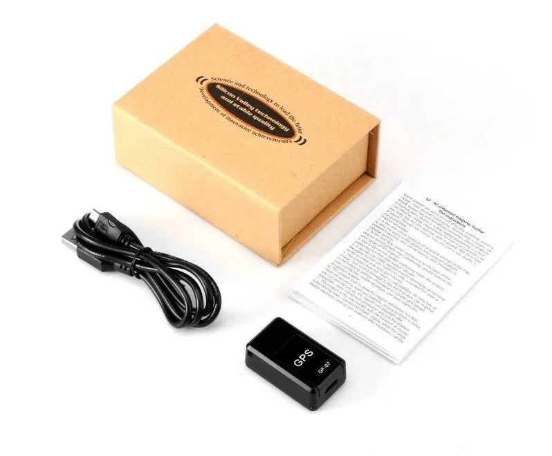 Anti-lost tracking alarm GF07 black ABS device with SOS alarm, 35x20x14mm, lithium battery